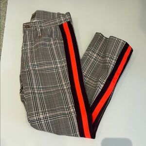 Mother Insider the Ankle Brown and Pink Houndstooth Pants with Stripe